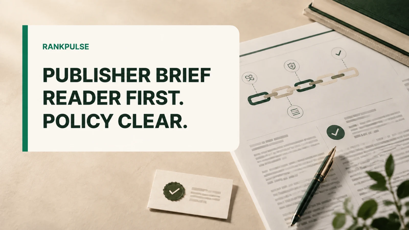 RankPulse publisher brief focused on reader value, evidence and clear paid-link policy