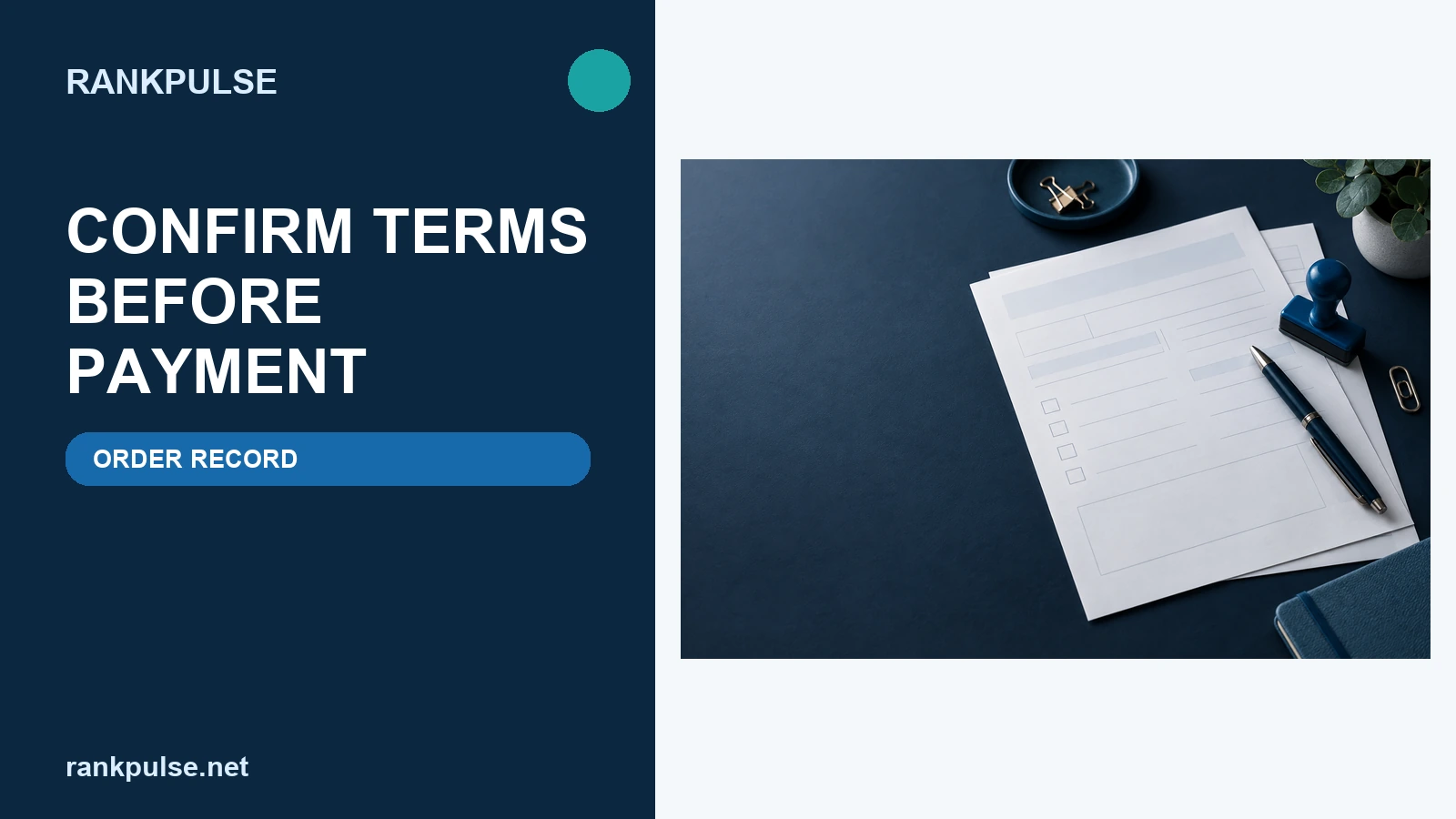 RankPulse guest-post order record with approval stamp and review fields