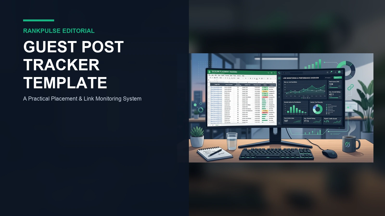 RankPulse guest post tracker template and live link monitoring spreadsheet