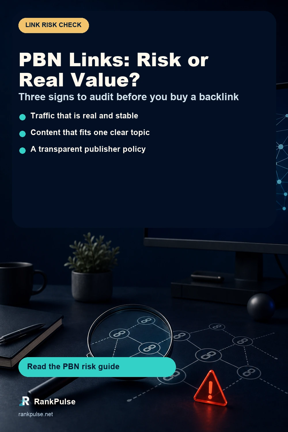 PBN risk signals: real stable traffic, a clear topic and a transparent publisher policy